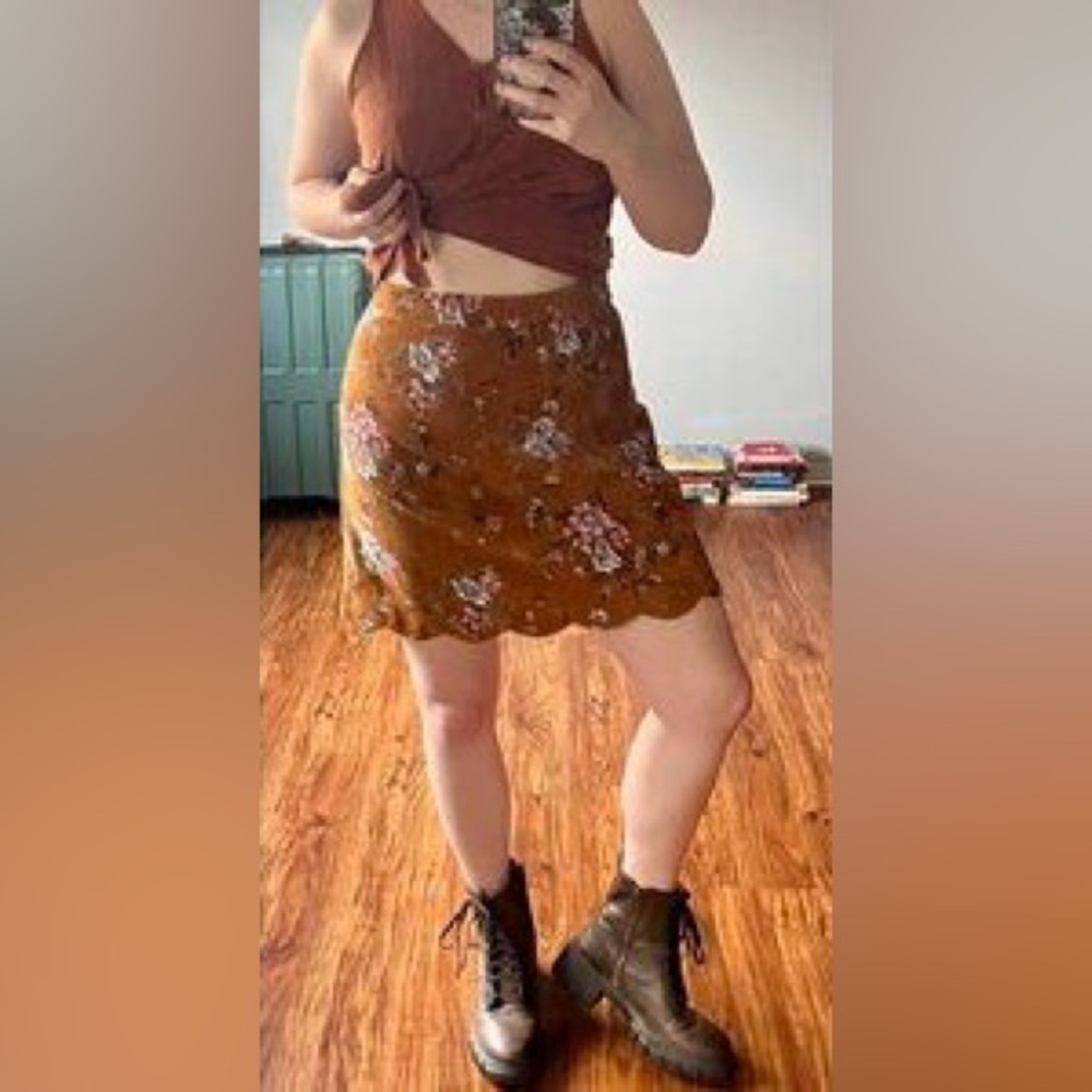 Chance Brown Floral Corduroy Mini Skirt